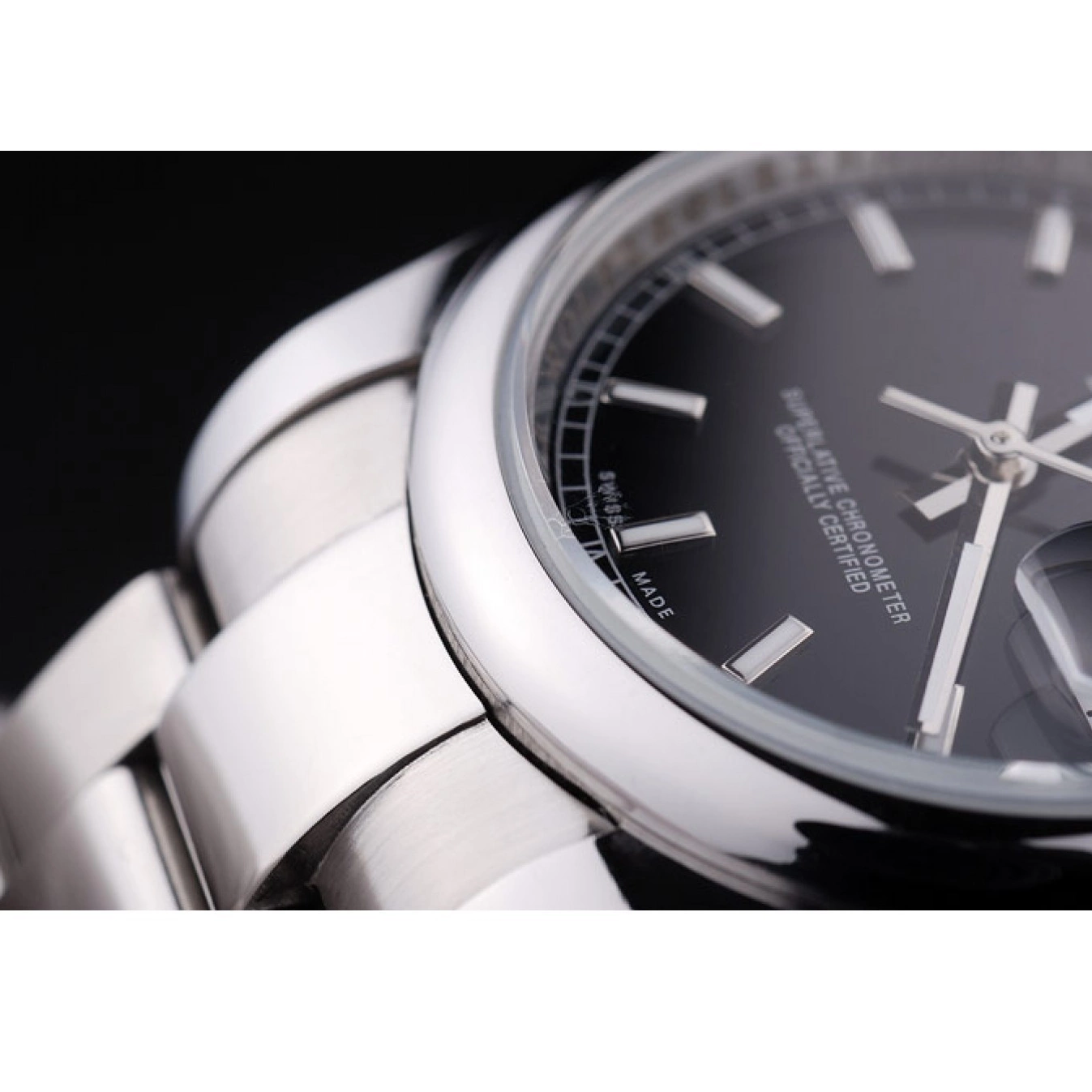 Rolex aaa copy Polished Black Dial 7467 Silver Datejust Bezel Rolex 0522